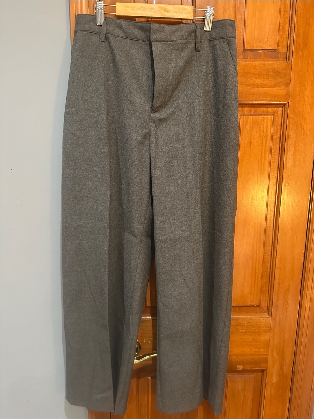 Classic Straight-Leg Dress Pants in Charcoal Gray